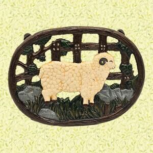 Vintage French Sheep Pot Stand with Rubber Feet, Kitchen Trivet